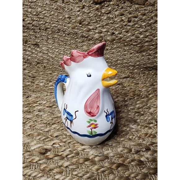 Vintage Pottery Hand Painted Rooster Pitcher Set Italy GIOVANNI VIETRI The Ants - Picture 2 of 16